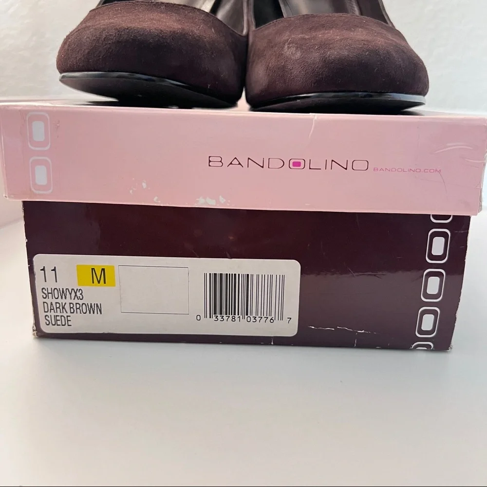 Bandolino Dark Brown Suede Heels Size 11